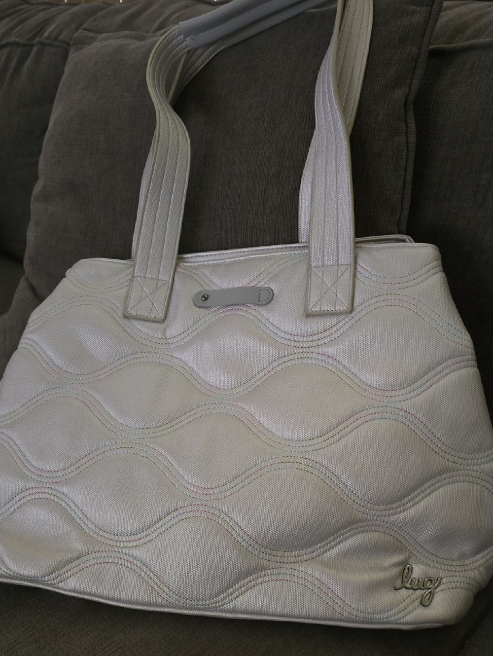 Lug Large Quilted Tote in Metallic Silver